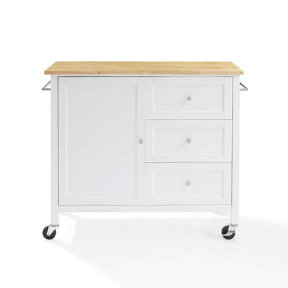 Crosley Furniture Soren Wood Top Kitchen Island/Cart White/Natural - KF30090NA-WH veiw 10