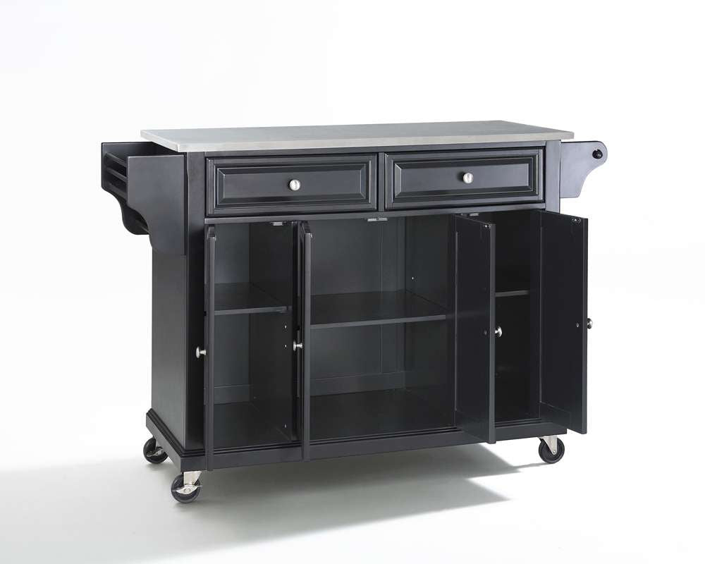 Crosley Furniture - Stainless Steel Top Kitchen Cart/Island in Black Finish - KF30002EBK veiw 2