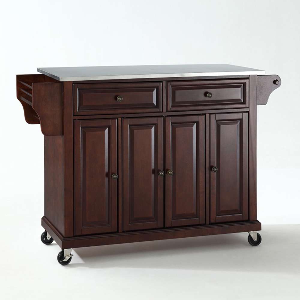 Crosley Furniture - Stainless Steel Top Kitchen Cart/Island in Vintage Mahogany Finish - KF30002EMA veiw 1