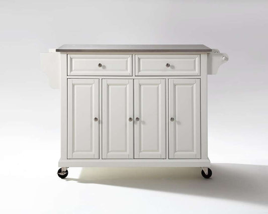 Crosley Furniture - Stainless Steel Top Kitchen Cart/Island in White Finish - KF30002EWH veiw 1