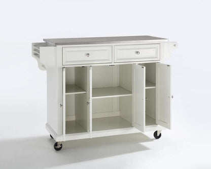 Crosley Furniture - Stainless Steel Top Kitchen Cart/Island in White Finish - KF30002EWH veiw 2
