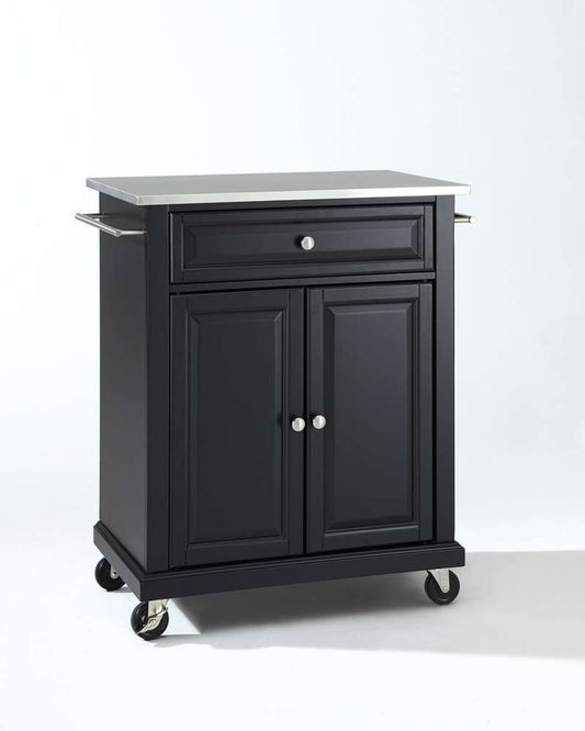 Crosley Furniture - Stainless Steel Top Portable Kitchen Cart/Island in Black Finish - KF30022EBK veiw 1