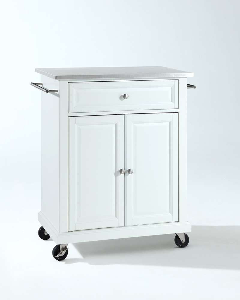 Crosley Furniture - Stainless Steel Top Portable Kitchen Cart/Island in White Finish - KF30022EWH veiw 1