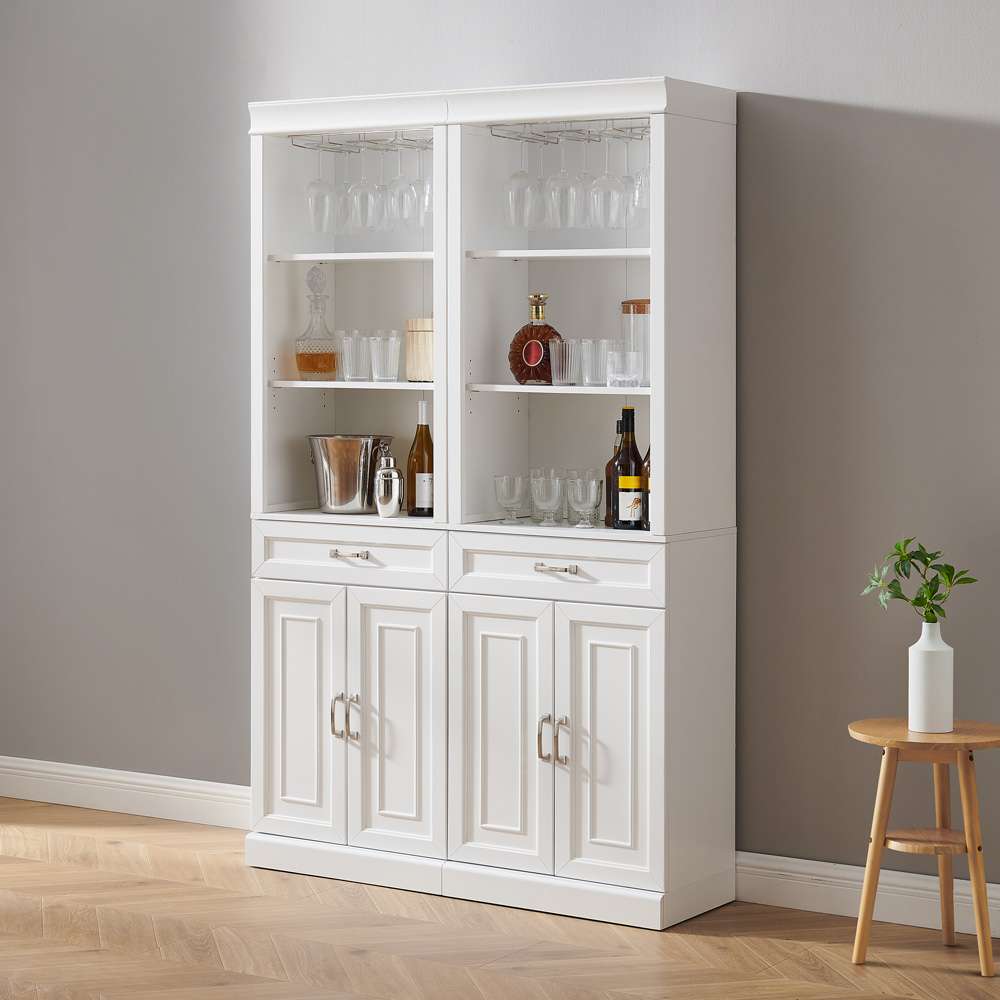 Crosley Furniture - Stanton 2-Piece Bar Cabinet Set White - 2 Bar Cabinets - KF33042WH veiw 2