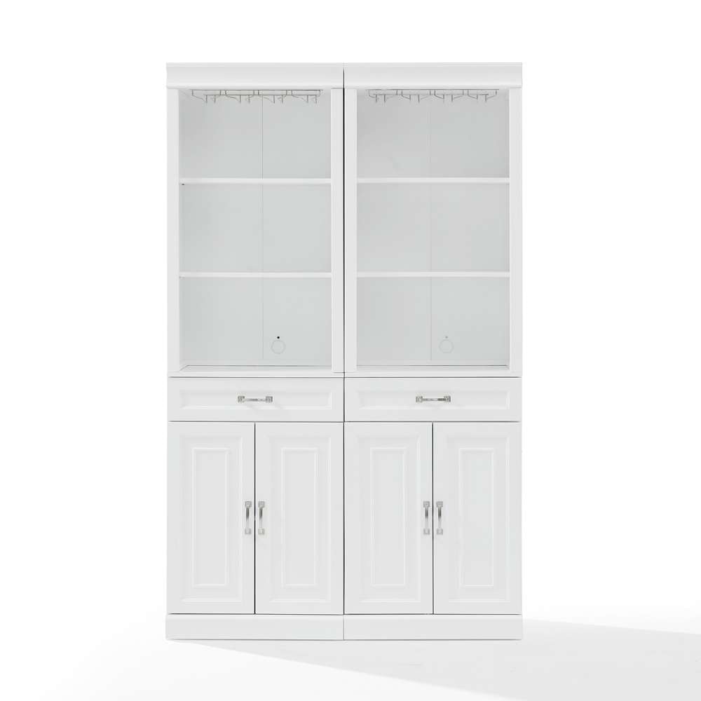 Crosley Furniture - Stanton 2-Piece Bar Cabinet Set White - 2 Bar Cabinets - KF33042WH veiw 6