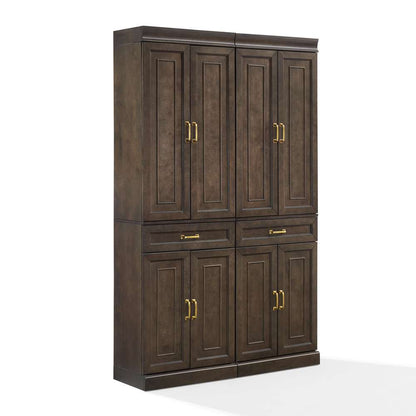 Crosley Furniture - Stanton 2-Piece Kitchen Storage Pantry Cabinet Set Coffee - 2 Pantries - KF33033CO veiw 1