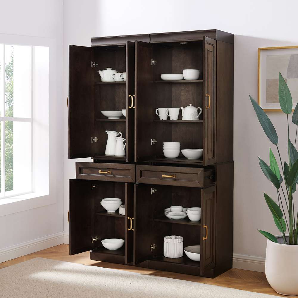 Crosley Furniture - Stanton 2-Piece Kitchen Storage Pantry Cabinet Set Coffee - 2 Pantries - KF33033CO veiw 4