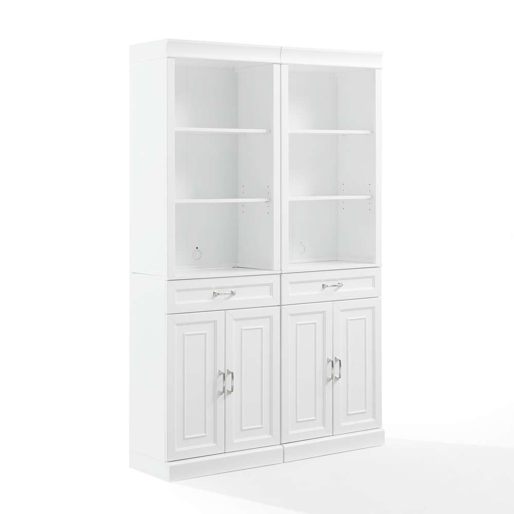 Crosley Furniture - Stanton 2-Piece Storage Bookcase Set White - 2 Bookcases - KF33038WH veiw 1