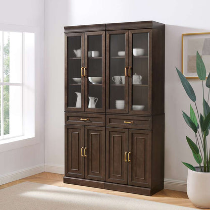 Crosley Furniture - Stanton 2Pc Glass Door Kitchen Storage Pantry Cabinet Set Coffee - 2 Pantries - KF33034CO veiw 2