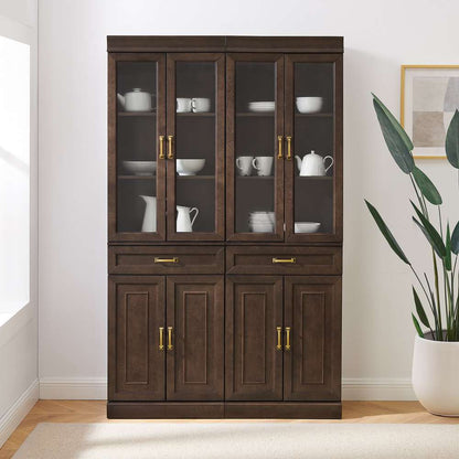 Crosley Furniture - Stanton 2Pc Glass Door Kitchen Storage Pantry Cabinet Set Coffee - 2 Pantries - KF33034CO veiw 3
