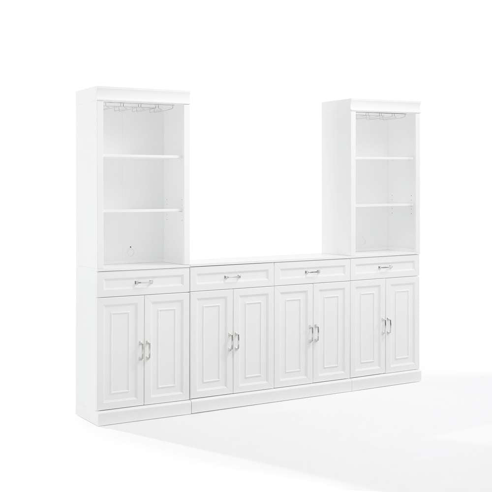 Crosley Furniture - Stanton 3-Piece Sideboard And Bar Cabinet Set White - Sideboard & 2 Bar Cabinets - KF33043WH veiw 1