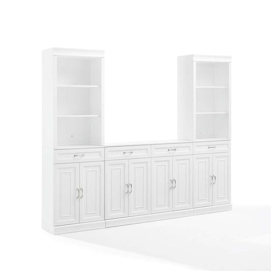 Crosley Furniture - Stanton 3-Piece Sideboard And Storage Bookcase Set White - Sideboard & 2 Bookcases - KF33039WH veiw 1