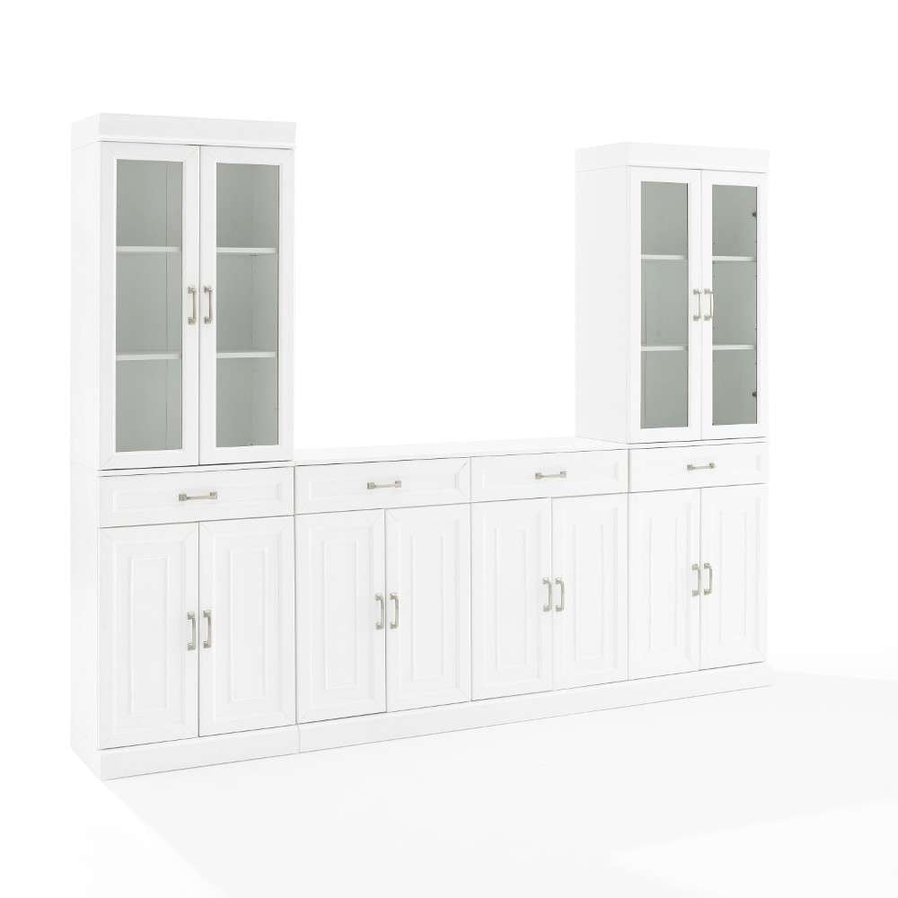Crosley Furniture - Stanton 3Pc Sideboard And Glass Door Pantry Set White - Sideboard & 2 Pantries - KF33036WH veiw 1