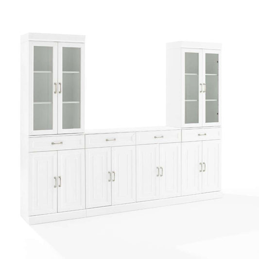 Crosley Furniture - Stanton 3Pc Sideboard And Glass Door Pantry Set White - Sideboard & 2 Pantries - KF33036WH veiw 1