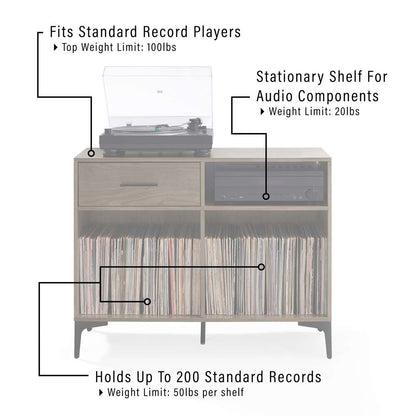 Crosley Furniture Sydney Record Storage Media Console Walnut - CF4218-WA veiw 4