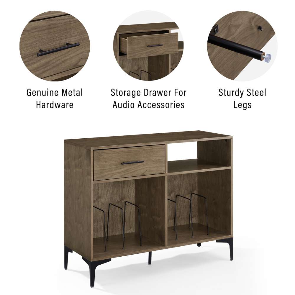 Crosley Furniture Sydney Record Storage Media Console Walnut - CF4218-WA veiw 6