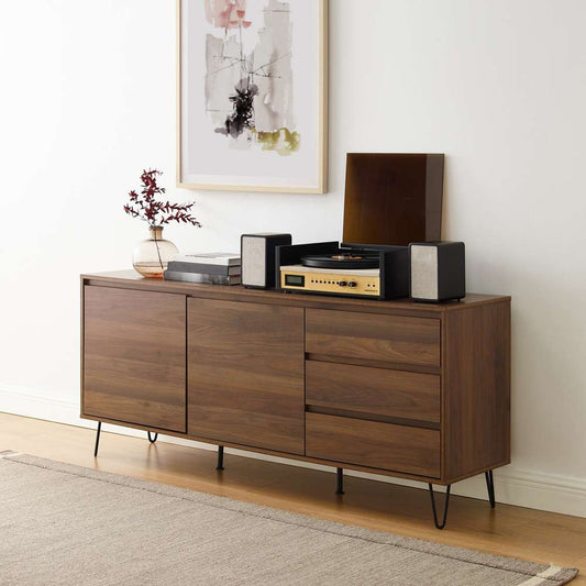 Crosley Furniture Teagan Record Storage Sideboard Brown Oak - KF33040BR veiw 1