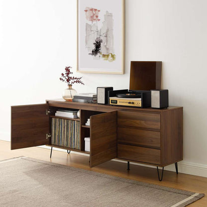 Crosley Furniture Teagan Record Storage Sideboard Brown Oak - KF33040BR veiw 2