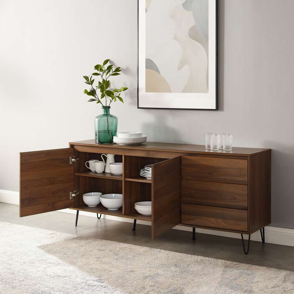 Crosley Furniture Teagan Record Storage Sideboard Brown Oak - KF33040BR veiw 4