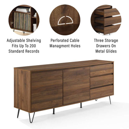 Crosley Furniture Teagan Record Storage Sideboard Brown Oak - KF33040BR veiw 5