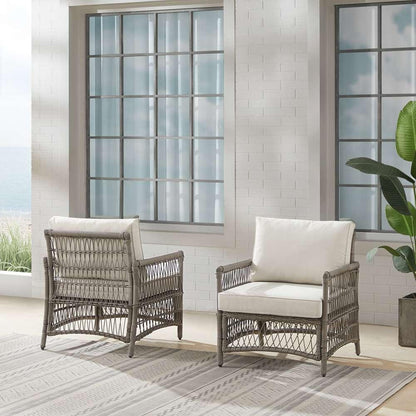 Crosley Furniture - Thatcher 2Pc Outdoor Wicker Armchair Set Creme/Driftwood - 2 Armchairs - KO70434DW-CR_CLOSEOUT veiw 1