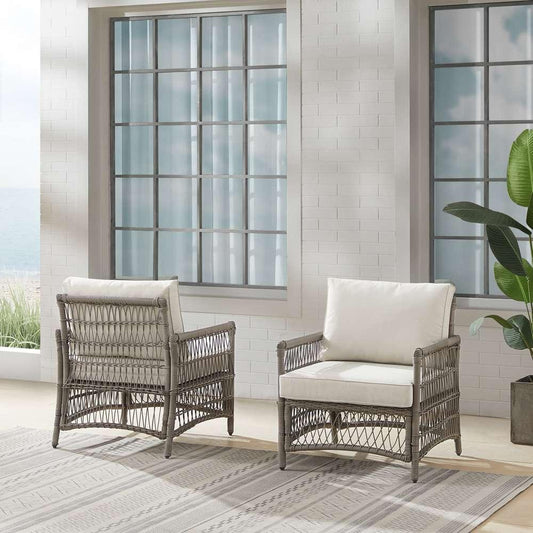 Crosley Furniture - Thatcher 2Pc Outdoor Wicker Armchair Set Creme/Driftwood - 2 Armchairs - KO70434DW-CR_CLOSEOUT veiw 1