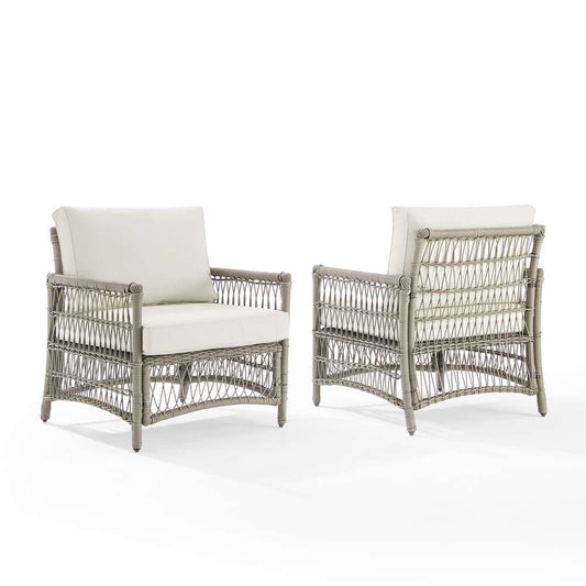 Crosley Furniture - Thatcher 2Pc Outdoor Wicker Armchair Set Creme/Driftwood - 2 Armchairs - KO70434DW-CR_CLOSEOUT veiw 2