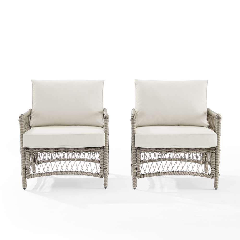 Crosley Furniture - Thatcher 2Pc Outdoor Wicker Armchair Set Creme/Driftwood - 2 Armchairs - KO70434DW-CR_CLOSEOUT veiw 3