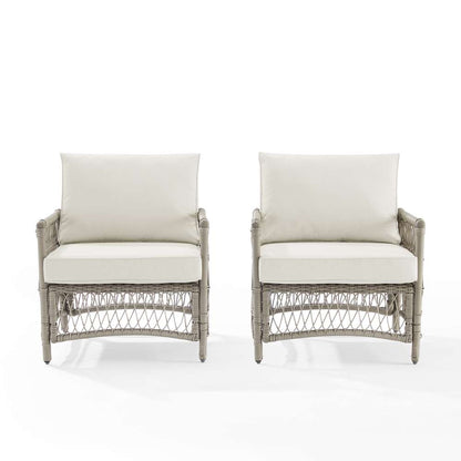 Crosley Furniture - Thatcher 2Pc Outdoor Wicker Armchair Set Creme/Driftwood - 2 Armchairs - KO70434DW-CR_CLOSEOUT veiw 3