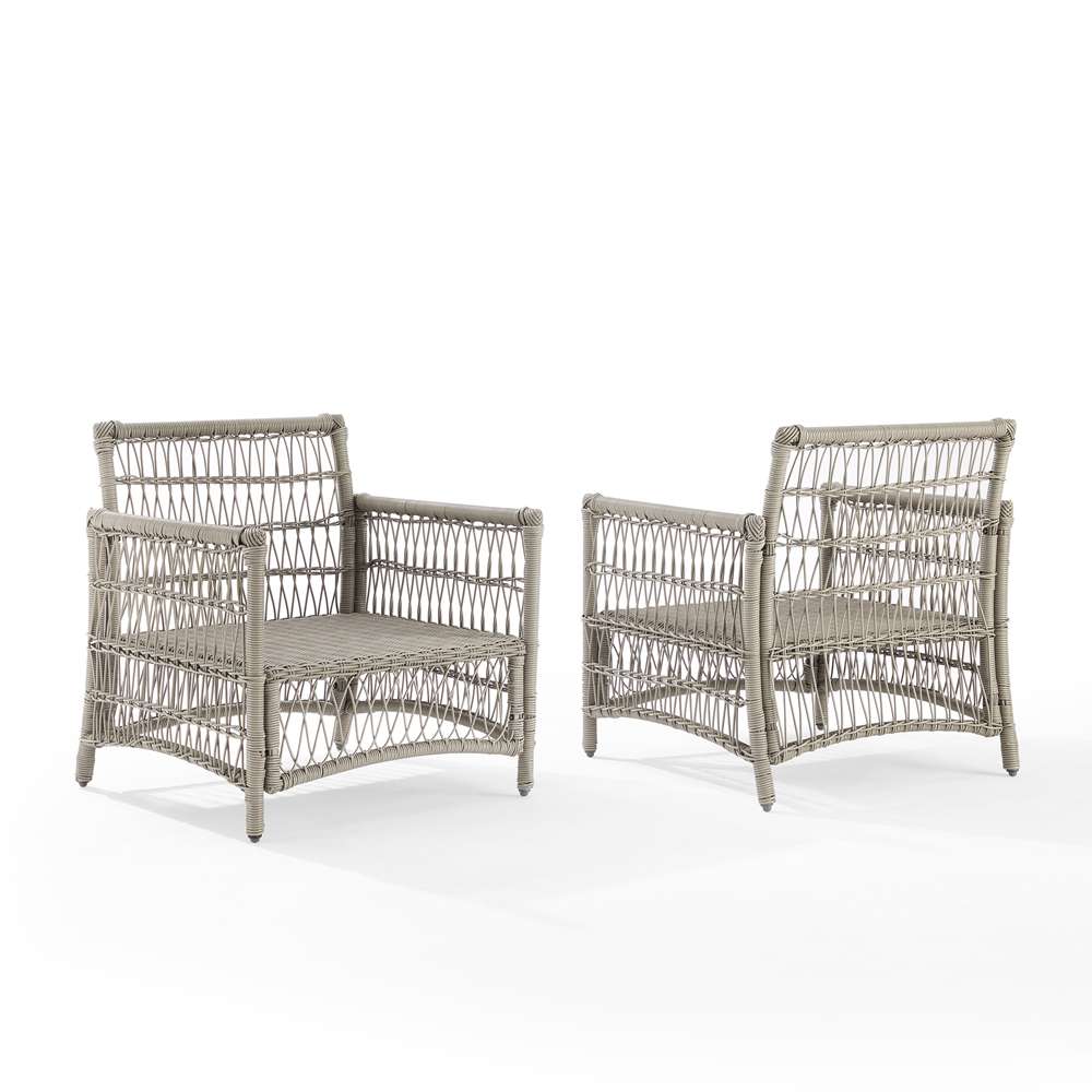 Crosley Furniture - Thatcher 2Pc Outdoor Wicker Armchair Set Creme/Driftwood - 2 Armchairs - KO70434DW-CR_CLOSEOUT veiw 4