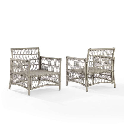 Crosley Furniture - Thatcher 2Pc Outdoor Wicker Armchair Set Creme/Driftwood - 2 Armchairs - KO70434DW-CR_CLOSEOUT veiw 4