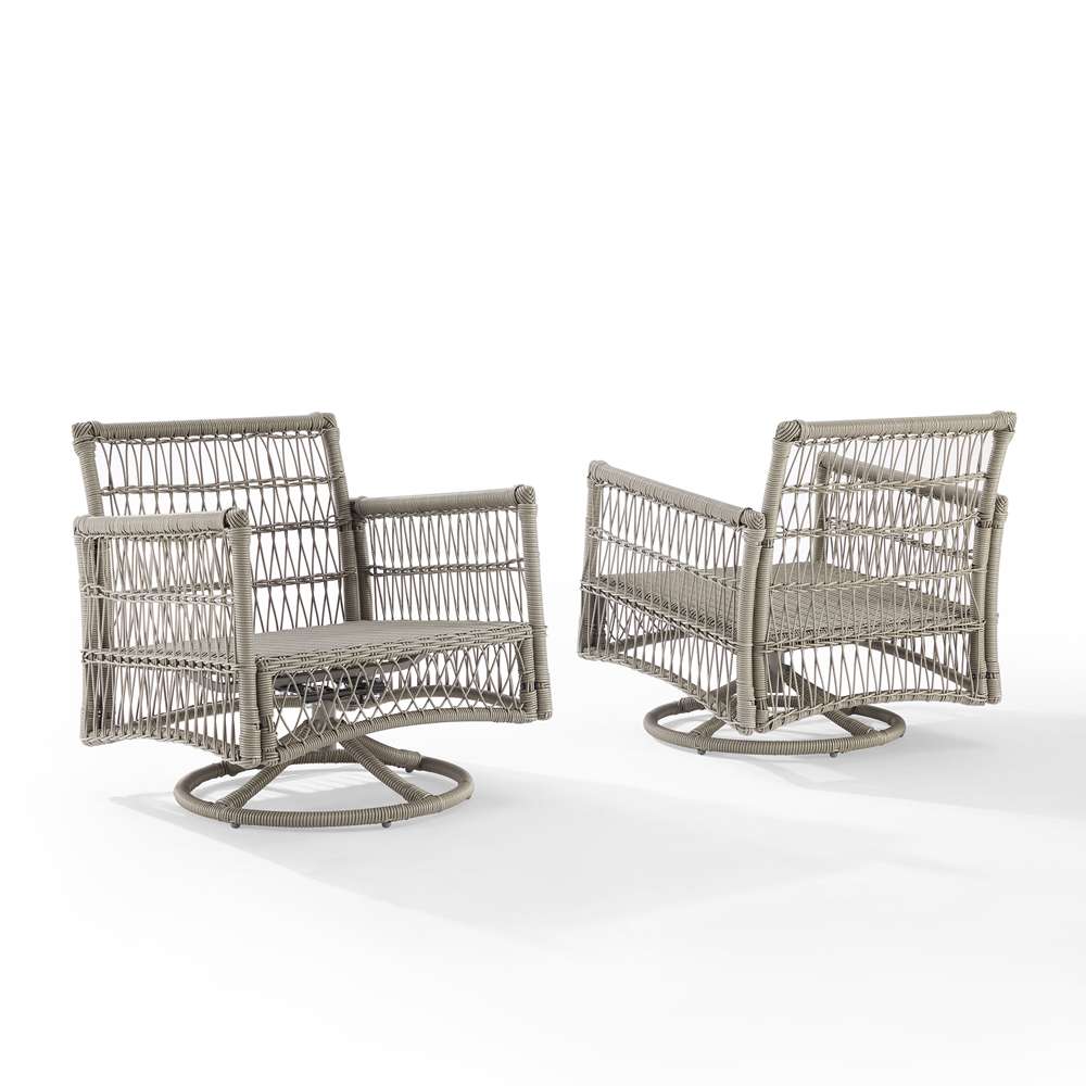 Crosley Furniture - Thatcher 2Pc Outdoor Wicker Swivel Rocker Chair Set Creme/Driftwood - 2 Swivel Rockers - KO70435DW-CR_CLOSEOUT veiw 4