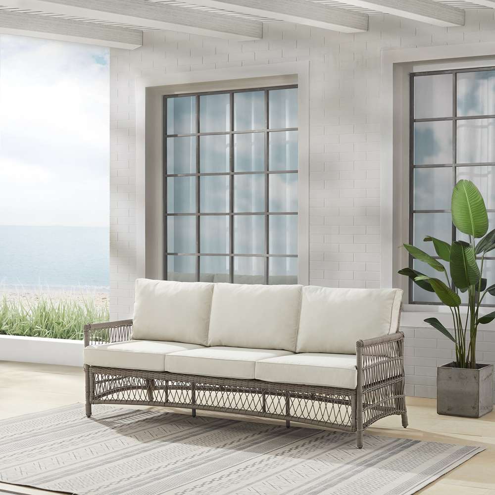 Crosley Furniture - Thatcher Outdoor Wicker Sofa Creme/Driftwood - KO70432DW-CR_CLOSEOUT veiw 1