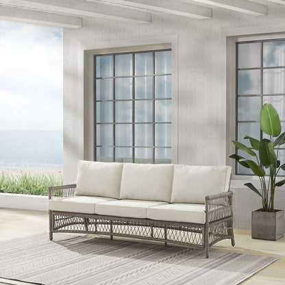 Crosley Furniture - Thatcher Outdoor Wicker Sofa Creme/Driftwood - KO70432DW-CR_CLOSEOUT veiw 1