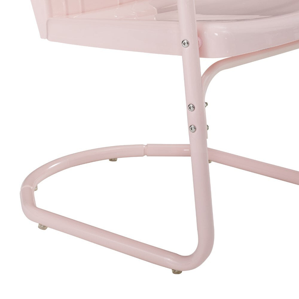 Crosley Furniture - Tulip 3 Piece Outdoor Bistro Set Pastel Pink Gloss /White Satin - Bistro Table & 2 Chairs - KO10010PI view 7