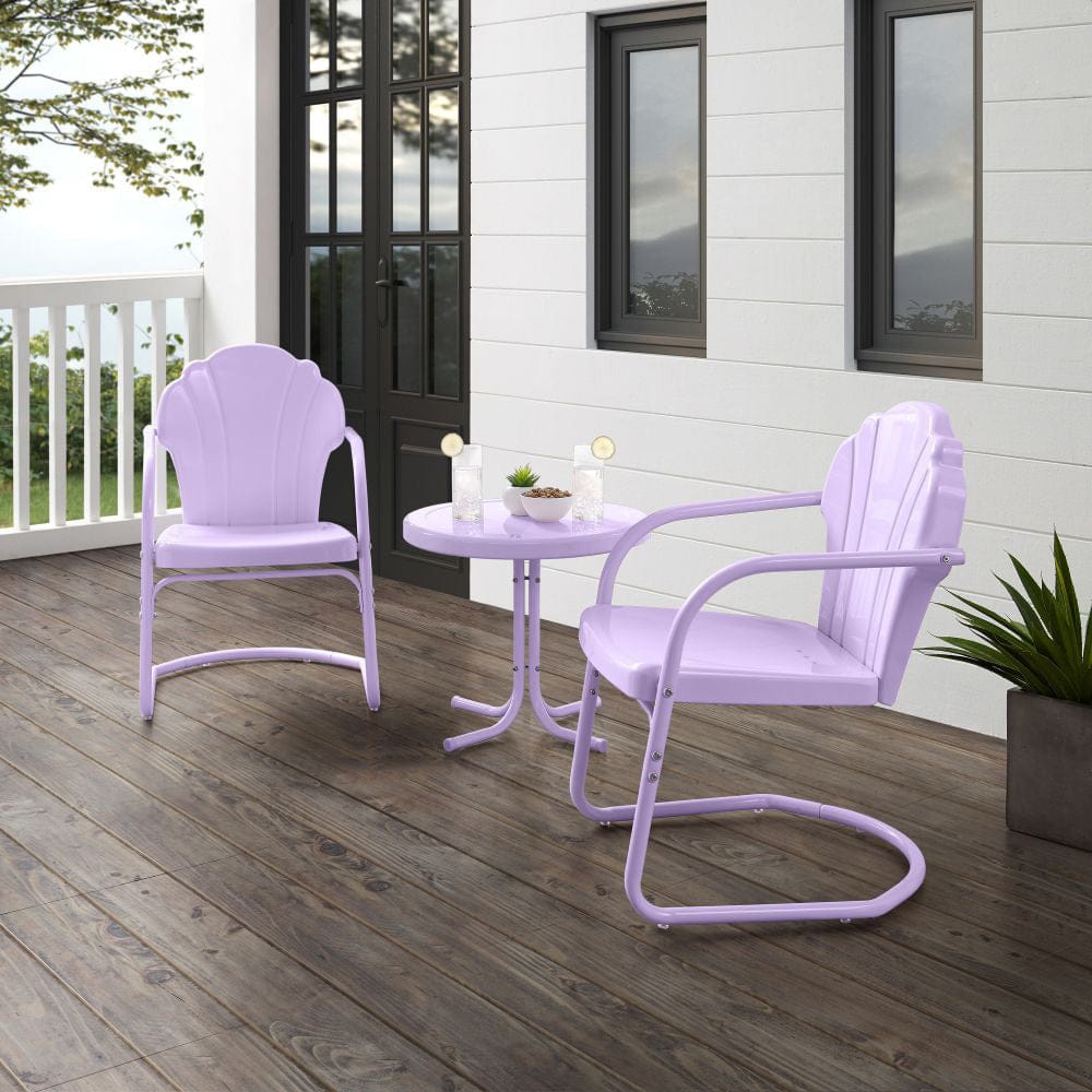 Crosley Furniture - Tulip 3Pc Retro Outdoor Chair Set - Side Table & 2 Chairs - KO10011LN view 6