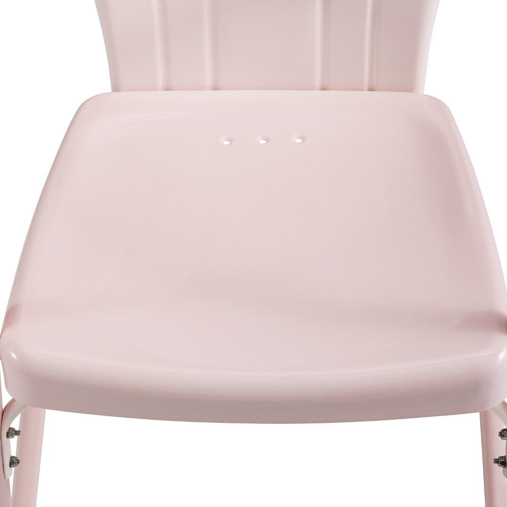 Crosley Furniture - Tulip 5 Piece Outdoor Dining Set Pastel Pink Gloss/White Satin - Dining Table & 4 Chairs - KO10014PI view 5