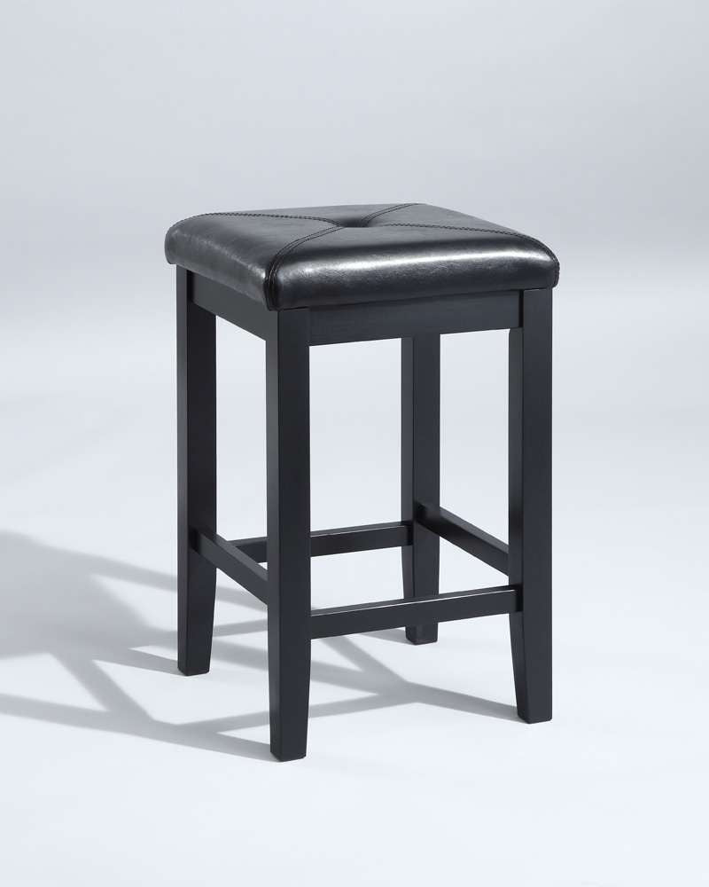 Crosley Furniture - Upholstered Square Seat Bar Stool in Black Finish with 24 Inch Seat Height (Set of 2) - CF500524-BK veiw 1
