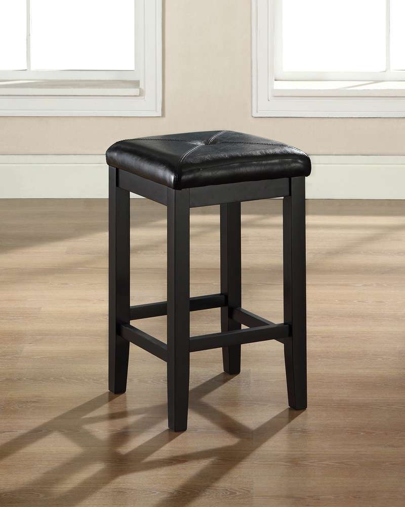 Crosley Furniture - Upholstered Square Seat Bar Stool in Black Finish with 24 Inch Seat Height (Set of 2) - CF500524-BK veiw 2