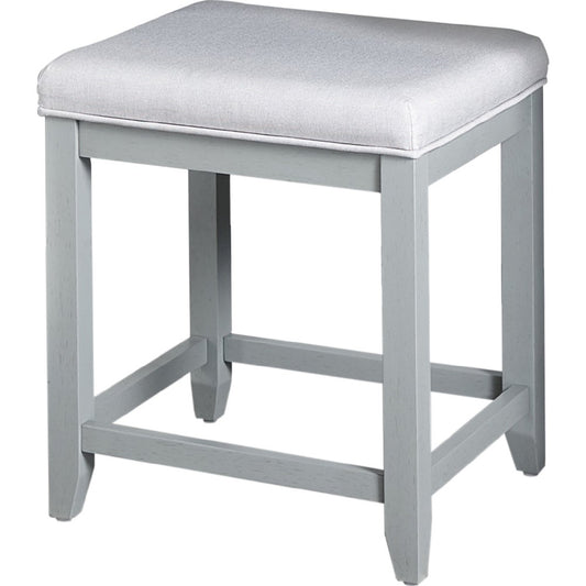 Crosley Furniture - Vista Vanity Stool in Vintage Gray With Dove Gray Linen - CF7007GY-DG veiw 1