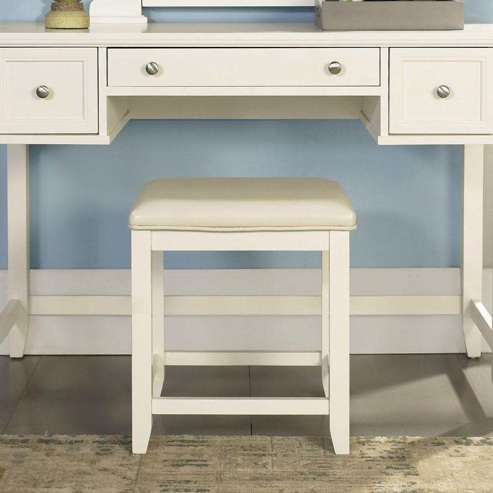 Crosley Furniture - Vista Vanity Stool in White Vinyl - CF7007-WH veiw 1