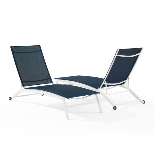 Crosley Furniture - Weaver 2-Piece Outdoor Chaise Lounge Set - 2 Lounge Chairs - KO70390WH-NV view 1