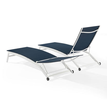 Crosley Furniture - Weaver 2-Piece Outdoor Chaise Lounge Set - 2 Lounge Chairs - KO70390WH-NV view 3