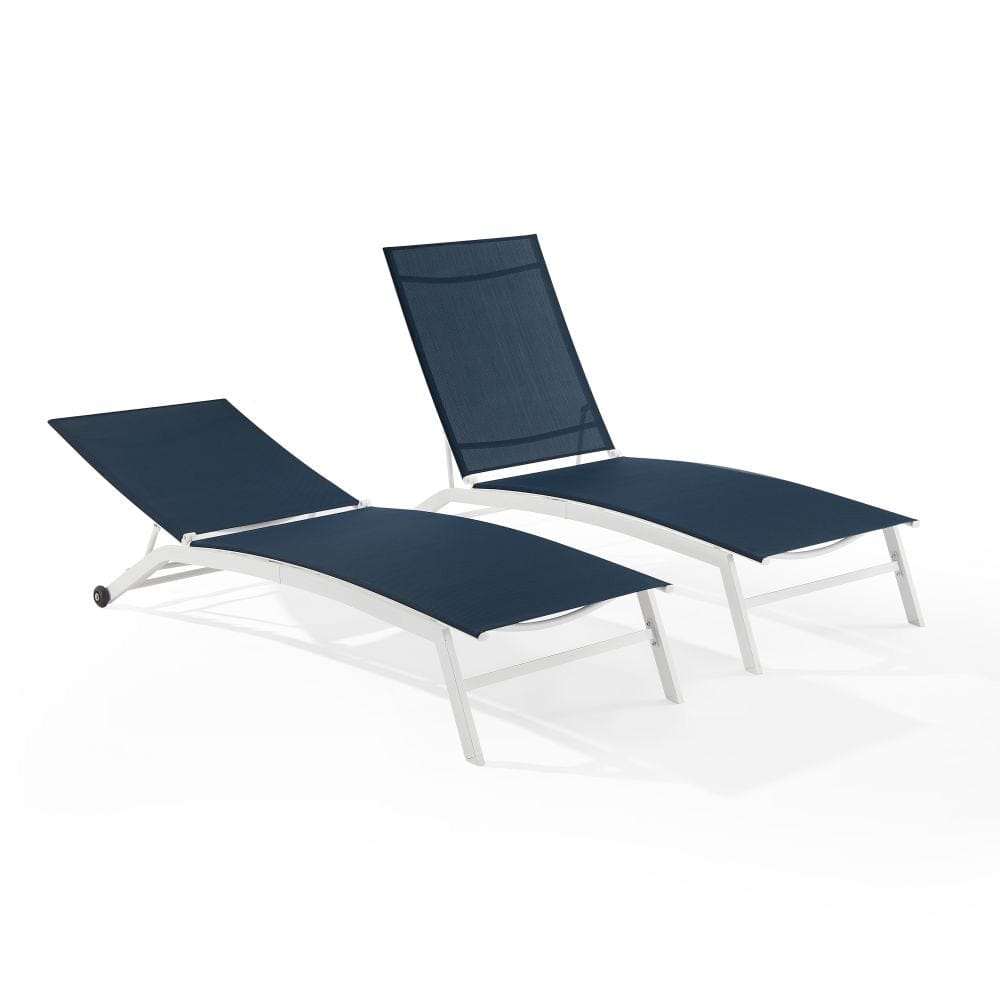 Crosley Furniture - Weaver 2-Piece Outdoor Chaise Lounge Set - 2 Lounge Chairs - KO70390WH-NV view 4