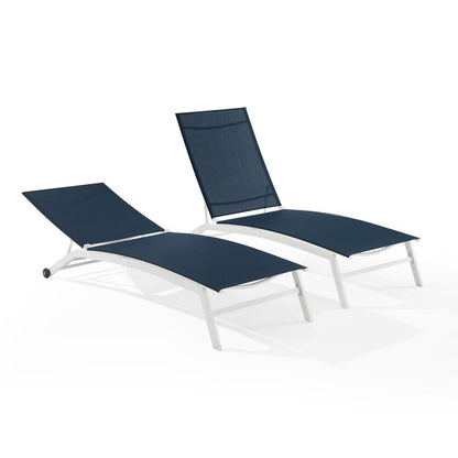 Crosley Furniture - Weaver 2-Piece Outdoor Chaise Lounge Set - 2 Lounge Chairs - KO70390WH-NV view 4