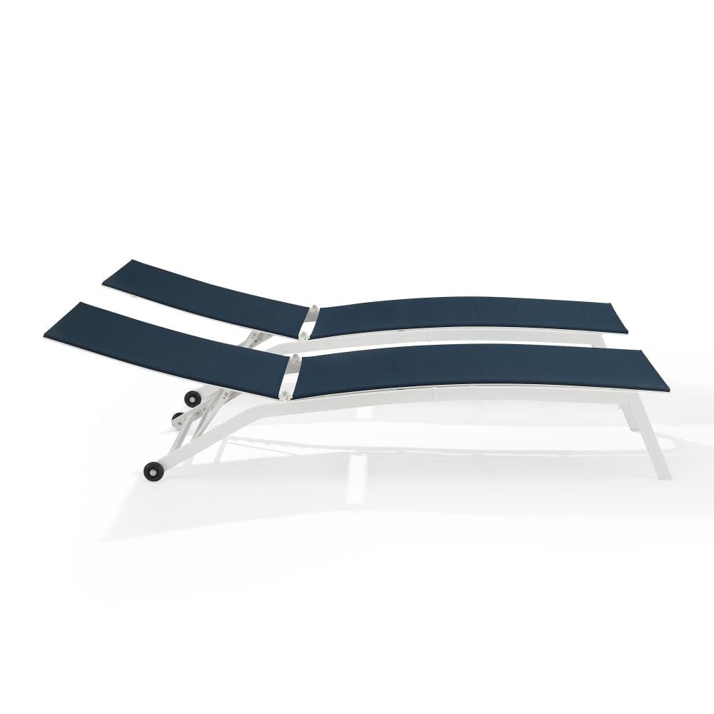 Crosley Furniture - Weaver 2-Piece Outdoor Chaise Lounge Set - 2 Lounge Chairs - KO70390WH-NV view 5