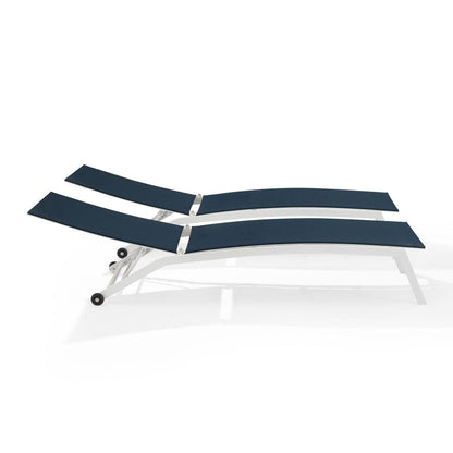 Crosley Furniture - Weaver 2-Piece Outdoor Chaise Lounge Set - 2 Lounge Chairs - KO70390WH-NV view 5