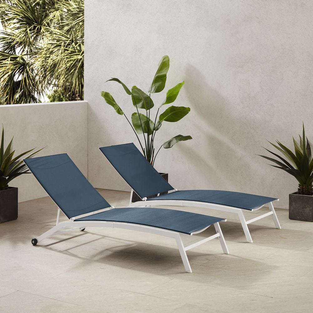 Crosley Furniture - Weaver 2-Piece Outdoor Chaise Lounge Set - 2 Lounge Chairs - KO70390WH-NV view 6