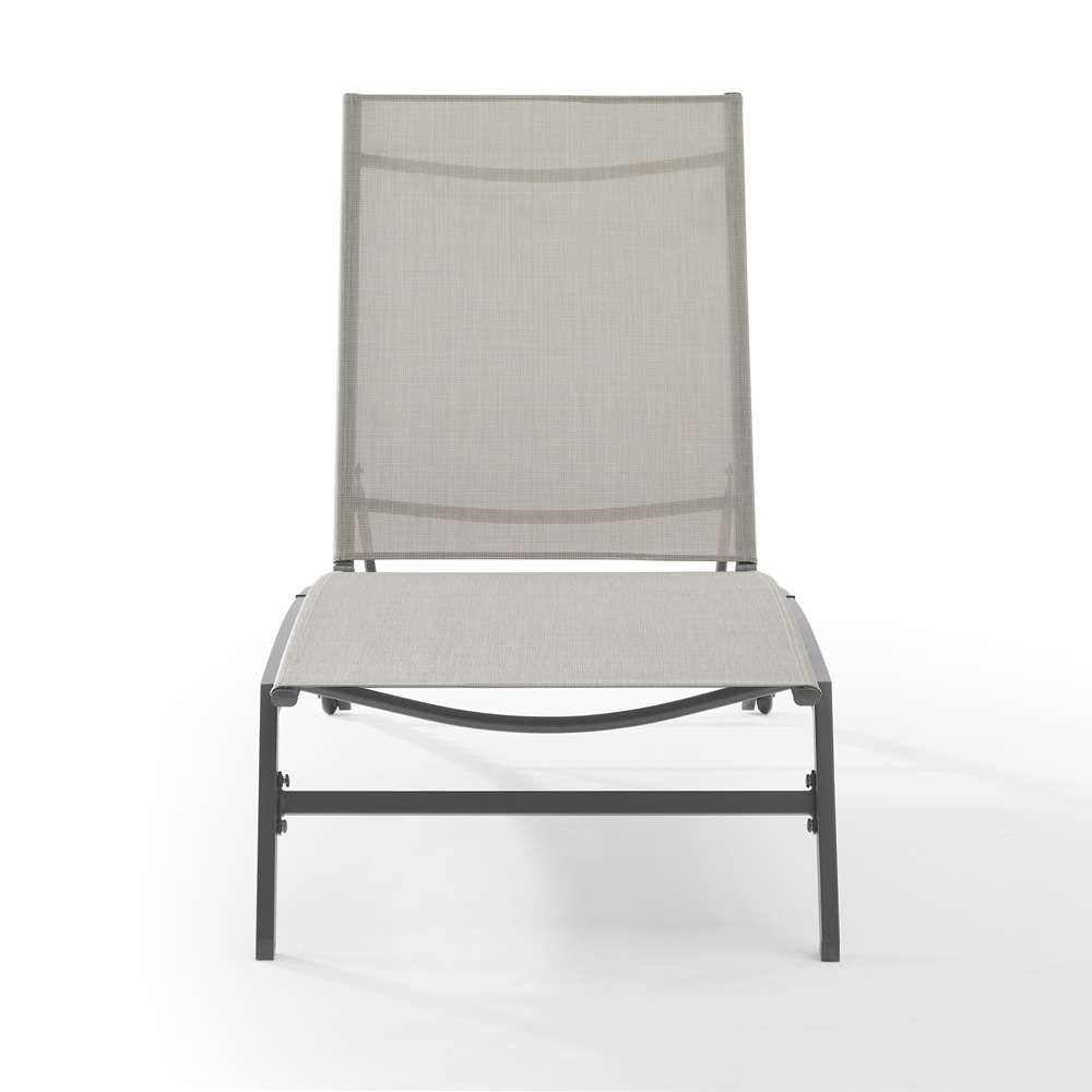 Crosley Furniture - Weaver 2Pc Outdoor Sling Chaise Lounge Set Light Gray/Matte Black - 2 Lounge Chairs - KO70390MB-LG veiw 4