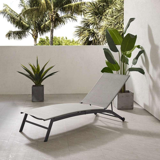 Crosley Furniture - Weaver Outdoor Sling Chaise Lounge Light Gray/Matte Black - CO6310MB-LG veiw 1